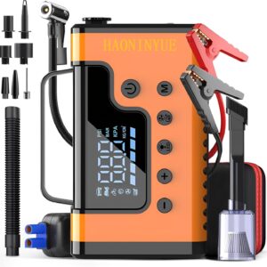 Car Jump Starter with Air Compressor, 5000A Battery Booster, Tire Inflator, 12V Lithium Charger