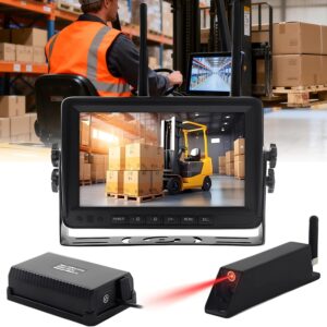 7 Inch Forklift IR Laser Camera, Wireless HD Night Vision Reversing Monitor for Trucks Trailers